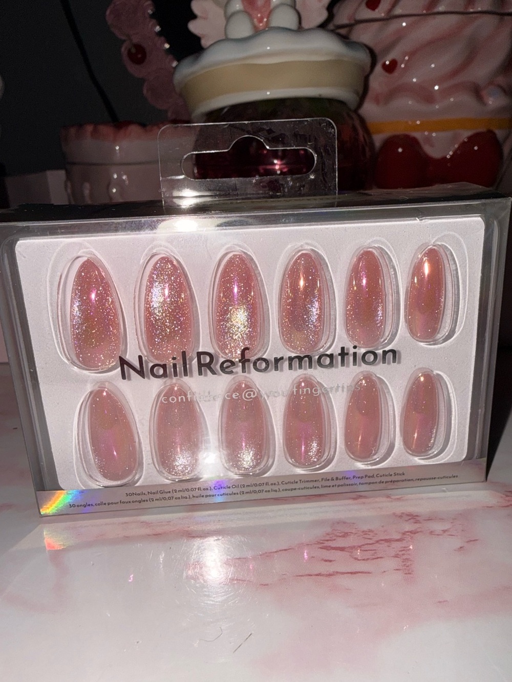 Nail Reformation Pink Iridescent Press-On Nails